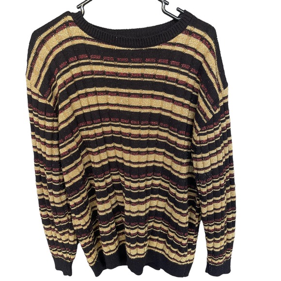Alfred Dunner Sweater Womens Plus Size 2X (tag3X) Gold Black Shimmer Long Sleeve - Picture 1 of 9